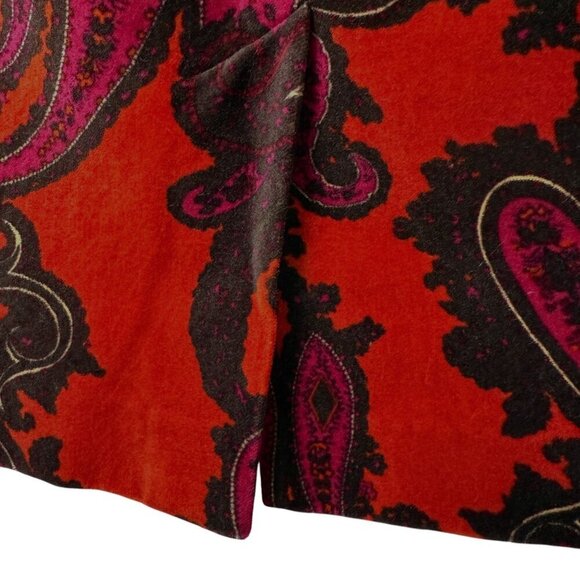 TALBOTS Pencil Skirt Size 6 Red Paisley Cotton Velveteen Womens Preppy Holiday - Picture 8 of 9